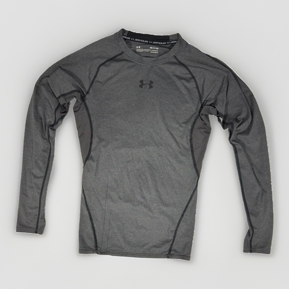 Under Armour HeatGear Men's Compression Long Sleeve Crew Neck Shirt Gray S